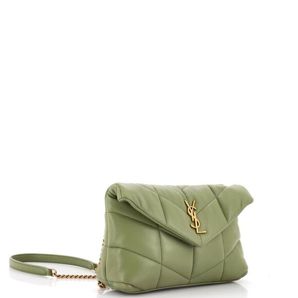 Saint Laurent Loulou Puffer Shoulder Bag Quilted Leather Mini Green - Picture 2 of 6